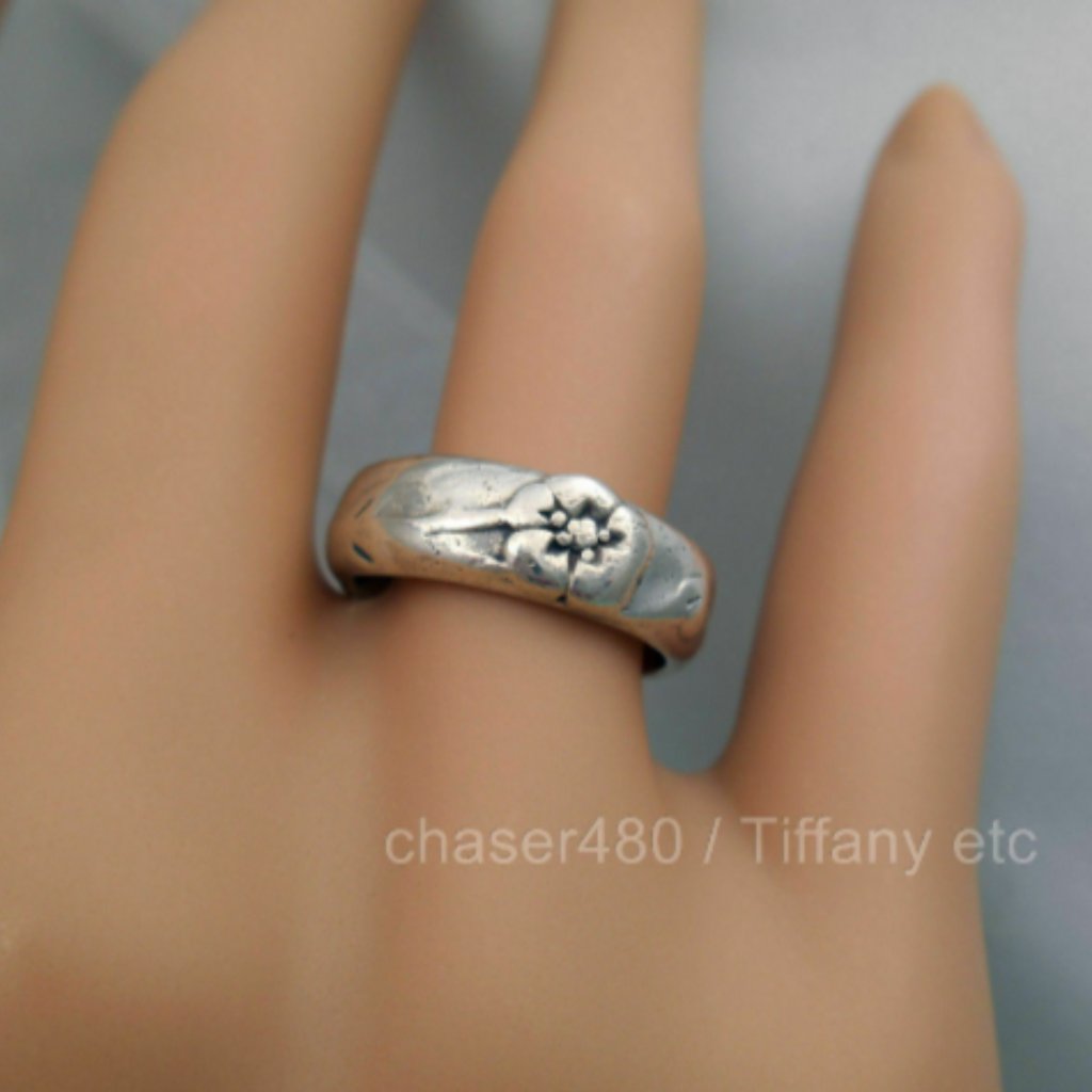 Tiffany & Co. 'Nature' Rose Flower Ring Rare - Sterling Silver Sz 6